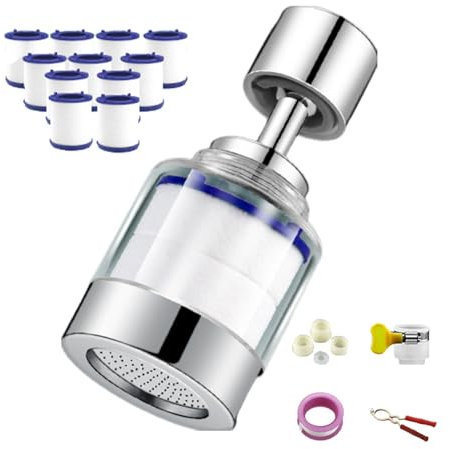 Filtro per l'acqua 'ugello del rubinetto, ugello del rubinetto rotante, Ugello rotante per testa del rubinetto della cucina, Rubinetto da cucina a cascata con tre modalità di flusso per