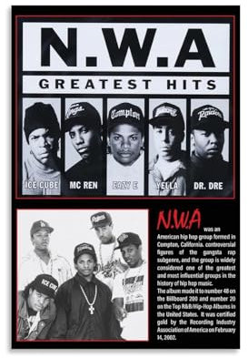 LETOOUY N.W.A N.W.A. Music Album Cover Posters Poster Dekorative Malerei Leinwand Wandkunst Wohnzimmer Poster Schlafzimmer Malerei,Wandkunst Bilddruck Moderne Familienzimmer Dekor 12x18inch(30x45cm)