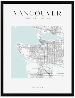 GP TONER Bilder Poster Vancouver Poster Geometrische Stil Wanddekoration Moderne Wandkunst Poster Design DIN A4 21x29,7 cm schwarzer Rahmen