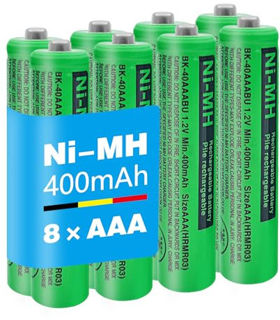 BK-40AAABU Piles Rechargeables AAA 400mah 1,2v pour Téléphone Gigaset, Batterie téléphone pour Panasonic, Lot de 8