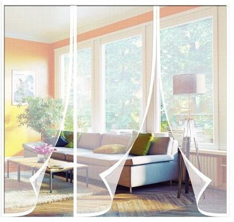 Double Garage Screen Door 220x215cm - for Car Garage Door Screen Fiberglass Garage Screen Cover Kit,Blanc