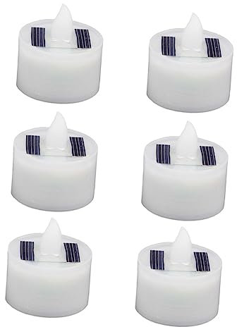 HOMSFOU Solarbetriebene Led Kerzenlampen 6 Stück Flammenlose Elektrische Dekorative Kerzenleuchten Gelbes Licht Outdoor Tischdeko Für Partys Und Feste