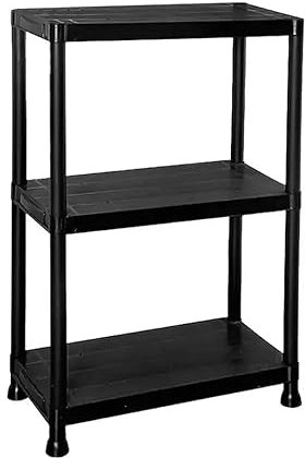 3 Tier 4 Tier 5 Tier Heavy Duty Plastic Garage Storage Shelving Racking for Home Living Room Extra Large Wide Lightweight Compact Shed Shelf Unit Office Pantry Workshop Warehouse Rack (3 Tier)
