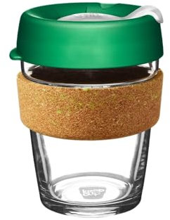 KeepCup Ace Range - Reusable Coffee Cup Tempered Glass and Recovered Tennis Ball Cork Band, Medium 12oz/340ml - Slam