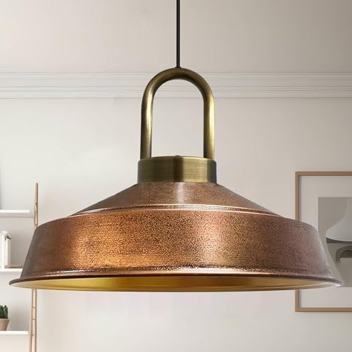 bamyum Asletl Lock Hängelampe Industrial Vintage Ø41 cm, Küchenlampe Hängend Esstisch, Wohnzimmerlampe Pendelleuchte Kupferfarbe Metall