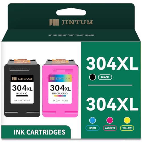 JINTUM 304XL Patronen Schwarz und Farbe Multipack Kompatibel für HP 304 Druckerpatronen Ersatz Für HP Envy 5030 5032 5000 5010,DeskJet 2600 2620 2630 3750 3720 5020 3762 (schwarz und Farbe,2-er Pack
