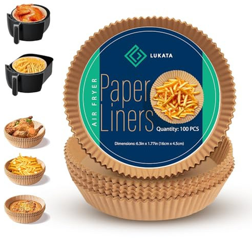 Air Fryer Liners 100 Pcs - 16cm Round Heavy Duty Oil Proof & Non-Stick - Heat Resistant Disposable Parchment - Perfect for Baking Roasting & Cooking