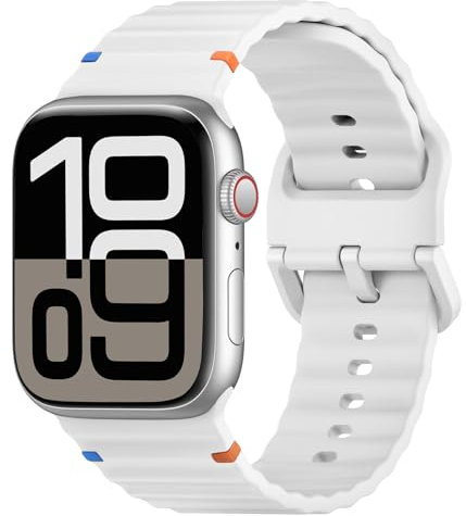 Cinturino sportivo per Apple Watch da 40 mm, 41 mm, 42 mm, 38 mm, 45 mm, 44 mm, 46 mm, cinturino per iWatch per donne e uomini, cinturino impermeabile in morbido silicone per Apple Watch serie 11, 10