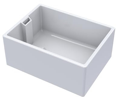 Balterley 615mm Belfast Kitchen Sink Single Bowl with Built-in Weir Style Overflow, Durable Belfast Fireclay White Ceramic Kitchen Sink Bowl, Reversible Farmhouse Sinks - 615 x 462 x 250mm (White)