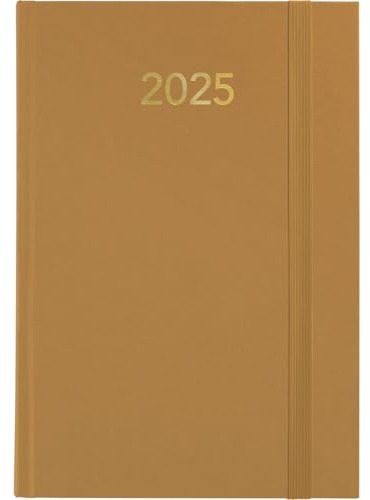 Grafoplas | Jahresplaner 2025, Tagesansicht, Florenz, Bronze, 14,5 x 21 cm, gepolsterter Vinyl-Einband, vertikaler Verschluss, Lesepunkt, Jährlich, perfekt für Büroorganisation