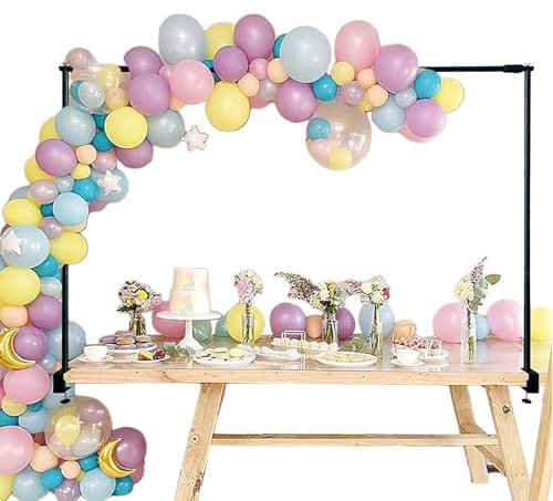 Over the Table Rod Stand with Clamps, Balloon Arch Stand with Clamps, Over Table Display Bar Hanging Rail Adjustable Metal Arch Rod for Anniv-ersary Wedding Decoration