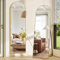 LVSOMT Miroir Pleine Longueur Arqué, 160x50cm Grand Miroir sur Pied, Miroir Mural Doré, Long Miroir Muraux Bombé avec Cadre en Aluminium, Miroir Intégral pour Chambre à Coucher Salon Entree, Or