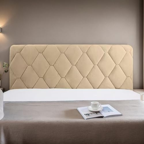 DOSYCOVUR Dehnbarer Samt Kopfteil Bezug Gepolstertes Kopfteil Kissen Schutz Überzug Für Bett Kopfteil Schutz Für Einzelbett King Doppelbett Waschbar,Camel,100cm