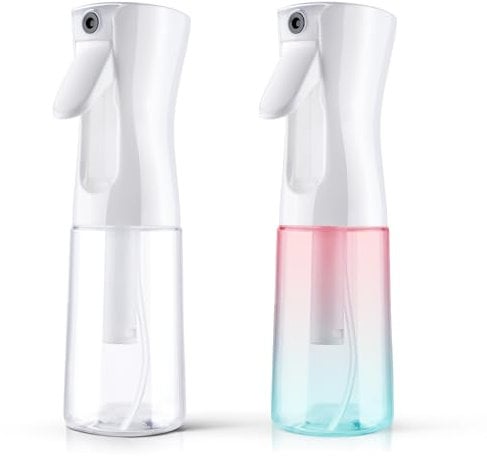 LOPHE Sprühflasche Haar, 2er-Pack kontinuierliche Sprühflasche für Vernebler, Zur Verwendung in Friseursalons, zur Hautpflege und Reinigung(200ML-Farbverlauf Rosa-Grün + Transparente Flasche)