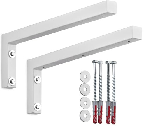 SOTECH 2er Set Wandkonsole L-Form 450 x 150 x 30 mm weiß matt | pulverbeschichtet hochwertige Regalhalter zur Wandmontage, besonders geeignet für DIY-Projekte