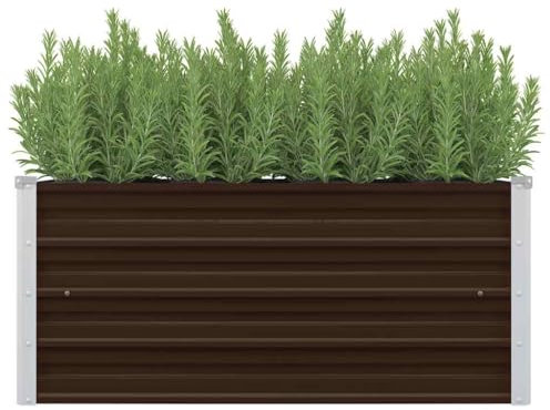 Cozynest Garten Hochbeet Gemüsebeet Pflanzbeet Gartenbeet Frühbeet Pflanzkasten Blumenkasten Blumenbeet Garten-Hochbeet Braun 100 x 40 x 45 cm Verzinkter Stahl