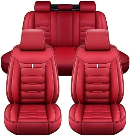 ZARUXCHA Auto Sitzbezüge für Alfa Romeo Giulietta 2011-2021, Leder Autositzbezüge Sets, 5 Sitzer Schonbezüge Sitzschoner Vorne Hinten Wasserdicht Sitzauflage Accessories(F(Red))