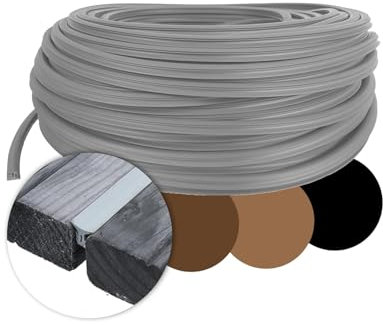 Terrassenfugenband für Terrassen TPE von 5,0 bis 7,5 mm - 8,0 bis 10,5 mm Fugendichtband für Terrassendielen aus Holz & WPC - UV Stabil, Witterungsfest, Temperaturbeständig (100, grau, 5-7,5mm)