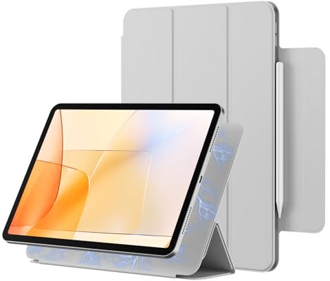 KVTVOU Hülle für iPad (A16) 11. Generation 2025, iPad 10. Generation 10,9 Zoll 2022, Praktische Magnetische Befestigung, Robust Langlebig, Unterstützt Touch ID, Auto Wachen/Schlafen, Grau