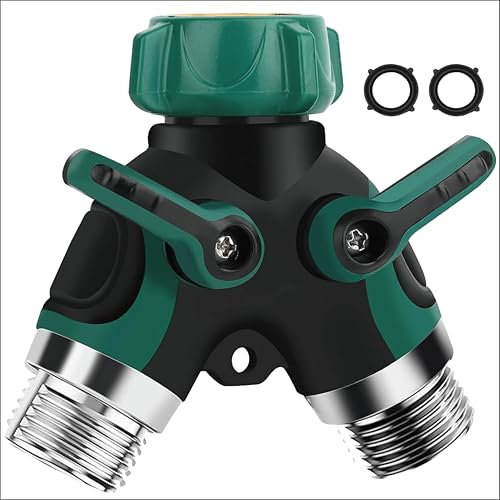 Double connecteur de tuyau, répartiteur de robinet d'eau en Y et distributeur de robinet de 1,9 cm pour robinet extérieur et tuyaux d'arrosage, répartiteur de tuyau d'arrosage 2 voies, connecteurs et