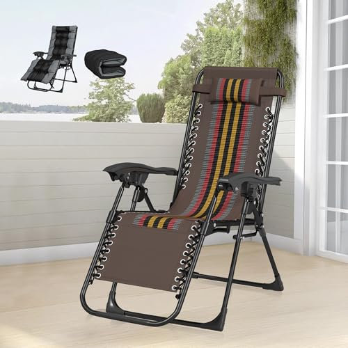 AYDFUORT Sonnenliege Klappbar, Liegestuhl Garten, Klappbare Gartenliege Verstellbar Rückenlehne, Relaxsessel Garten Mit Auflage Polster, Kopfpolster, Liegestuhl Balkon Belastbar150kg (Grau-1)