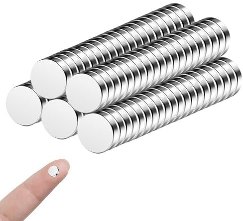 100 Pezzi | 6x2mm Mini Magneti Forti, Magneti al neodimio,Mini Calamite per Frigo, Lavagne, Artigianato, Mappe, Decorazioni - D'argento