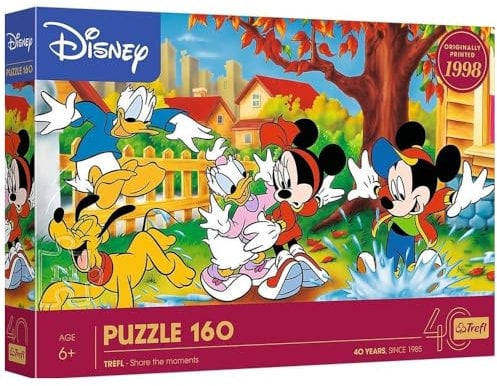 Trefl - Disney, Fun in the Puddles - Puzzle 160 Pieces - Colourful Puzzle with Characters from the Mickey Mouse Cartoon, Fun for Children from 6 Years