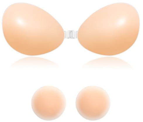 VivaNex Silicone Sticky Bra – Push Up Adhesive Bra for Women, Invisible Strapless Backless Stick On Bras, Perfect for Deep V and Low Cut Dresses