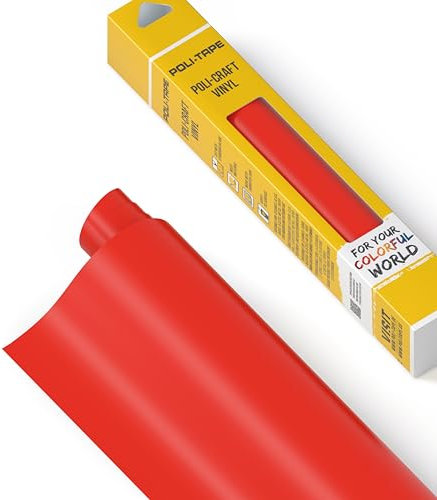POLI-CRAFT Vinyl Klebefolie (PERMANENT) - selbstklebende Plotterfolie für DIY-Projekte, Rot matt, 30,5 cm x 183 cm