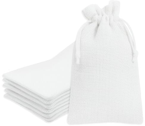Mandala Crafts 10X14 Inch White Burlap Drawstring Gift Bags for Favors - 20 Large Linen Sacks Gift Pouches for Candy, Coffee, Jewelry, Wedding, and Party Supplies