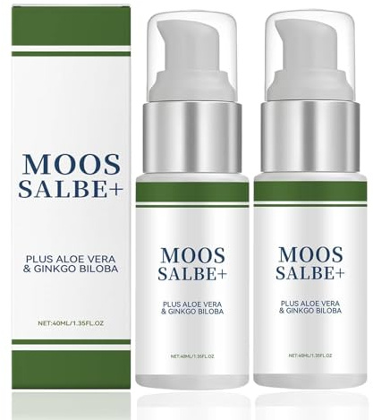 Moossalbe Plus, Moossalbe Gesicht Falten Testsieger, Moossalbe gegen Mundfalten, Aktiv Hautreparatur Moossalbe, Mooscreme mit Aloe Vera gegen Falten, Antifaltencreme Soforteffekt (B x2, 100g)