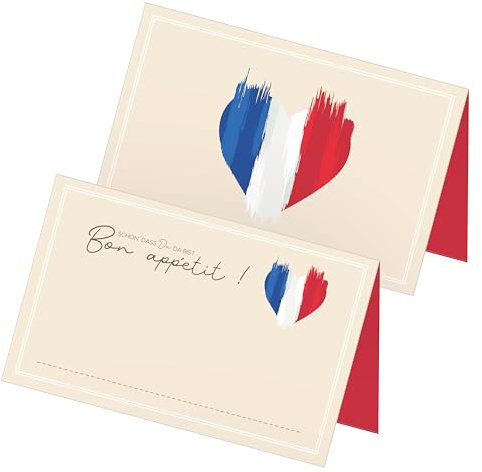 itenga 48x Tischkarten Platzkarten Frankreich | Motiv mit französischer Flagge