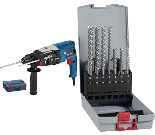 Bosch Professional Bohrhammer GBH 2-28 F (inkl. Zusatzhandgriff) + 7x PRO SDS plus-5X Hammerbohrer-Set (für Beton, Kalk- und Sandsteine, Ø 5-12 mm)