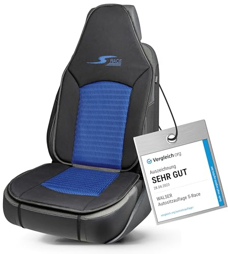 Walser Car Comfort Auto-Sitzauflage S-Race, Auszeichnung Sehr Gut* Autositzauflage für Highback-/Pilotensitze, Universal Sitzschoner-Auto, Sitzauflage-Auto Vordersitze blau/schwarz