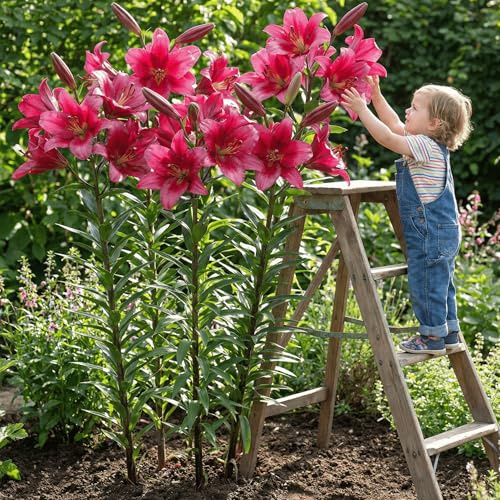 Baum Riesen Lilien Zwiebeln Winterhart Mehrjährig 3 Stück Purple Prince | Baumlilie Sorte Purple Prince mit violetten Blüten, große Blumenzwiebeln, mehrjährig aus Holland für Garten und Kübel