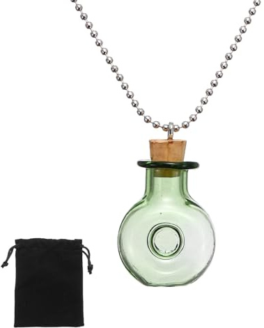 sourcing map Wine Vial Necklace, Small Glass Bottles Jars Pendants with Cork Stoppers Velvet Bag for Jewelry DIY