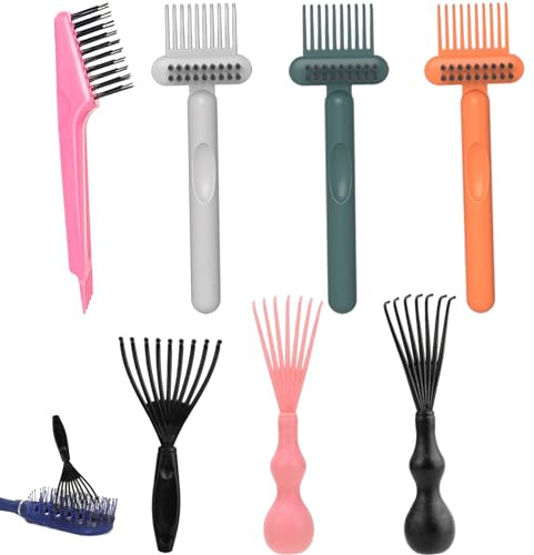 7 Pcs Hair Brush Cleaner Tool Set, Hairbrush Cleaner Tool and Hair Tools, Hairs Brush Cleaning Tool Portable Self Cleaning Brushs Suitable for Removing Hairs with a Comb