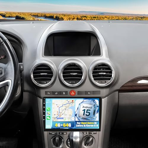 CAMECHO 4+64G Android 15 Wireless Carplay Autoradio für Opel Astra H/Zafira B/Corse C D mit Android Auto, 9 Zoll Bildschirm mit GPS WiFi 32EQ Bluetooth FM/RDS SWC+Rückfahrkamera+MIC