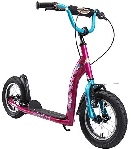 BIKESTAR Roller Kinderroller Tretroller Kickscooter mit Luftreifen für Mädchen ab 6-7 Jahre | 12 Zoll Sport Kinder Scooter | Berry & Türkis | Risikofrei Testen