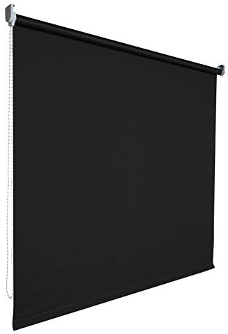 Verdunkelungsrollo Rollo Vorhang Fenster Kettenzugrollo Seitenzugrollo viele Farben Breite 60-200 cm Höhe 180 cm Stoff lichtundurchlässig verdunkelnd Metall Halter (Größe 190 x 180 cm Farbe Schwarz)