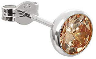 NKlaus Argent Clou d'oreille simple Calice Zirconia Champagne 6,7mm Argent massif 925 Femme 7891