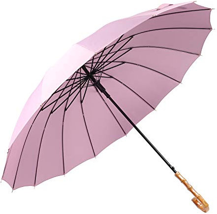 ThreeH Solide Parapluie de Golf Classique Manche en Bois Coupe-Vent Ouverture Automatique Parapluie Voyage Léger KS08,Purple