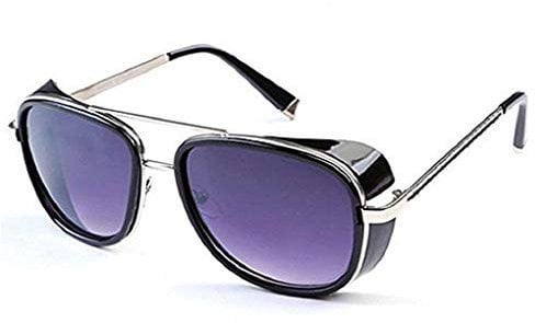 (Silver Frame - Purple Lens) Sunglasses - Iron Man - Steampunk - Tony Stark - Retro - Man - Unisex