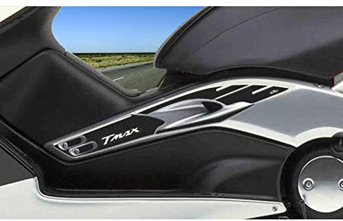 Resin Bike Adesivi Scooter compatibile con Yamaha Tmax 500 2001-2007. Protezioni Laterali Boomerang da Urti e Graffi. Coppia Adesivi 3D Resinati - Effetto Carbonio e Bianco