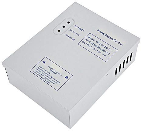Bewinner DC 12V/5A AC 110-240V Access Control Power Supply UPS, Black Metal Rack Form Factor, Uninterruptible Power Supply