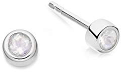 Brandlinger ® Ohrringe Silber 925. Schlichte Ohrstecker Stein gold weiß Zirkonia. Schmuck Damen vergoldet mit 18 Karat Weißgold für Frauen und Mädchen. Größe der Ohrringe silber 4mm.