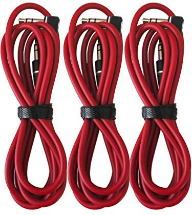 3.5mm 800 AUX Cable Cord for Dr Dre Headphones Monster Solo Beats Studio 1.2m Audio Right Angle Male to Male Studio Stereo 90 Degree Right Angle can Connect Any of Your Port Equipped. (3 Packs) (Red)