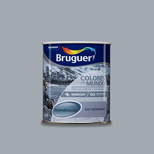 Bruguer, Colores del Mundo Pintura para paredes monocapa Mediterráneo, Gris Intermedio 750 ml