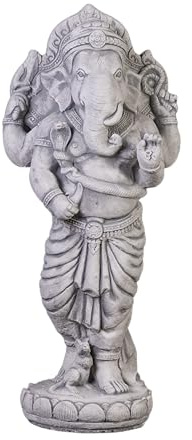 gartendekoparadies.de Statue des göttlichen Ganesha, Steinfigur, H. 99 cm, 74 kg, frostsicher aus Steinguss für Außenbereich (Grau)