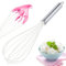 KADAX Batidor de silicona y acero inoxidable, batidor manual, batidor de globos con mango práctico, batidor de espuma (25,5 cm, crema)